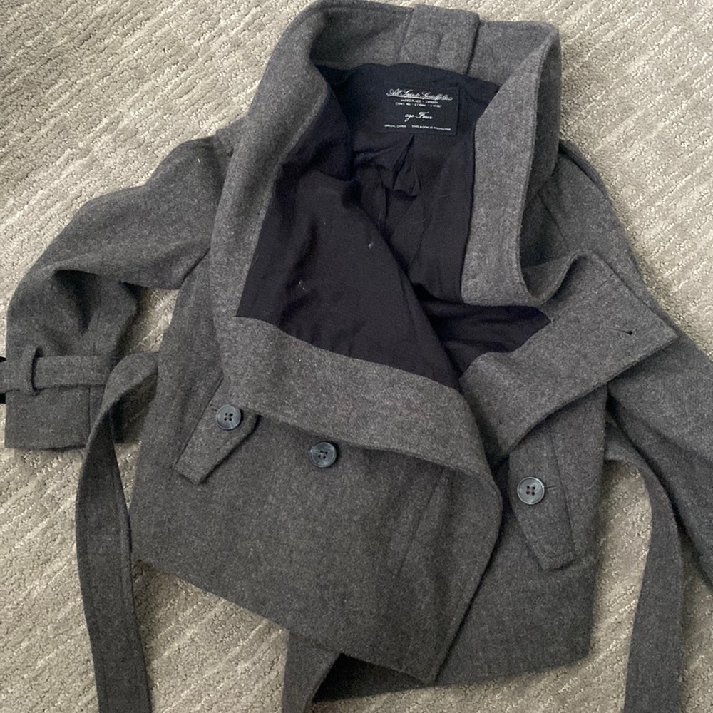 All saints spitalfields pea coat with tie. Size 4